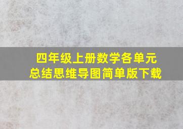 四年级上册数学各单元总结思维导图简单版下载