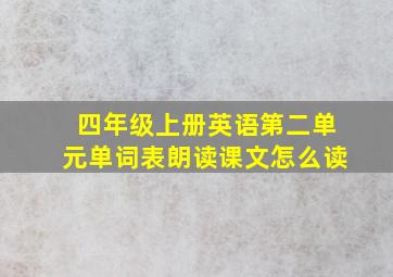 四年级上册英语第二单元单词表朗读课文怎么读