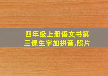 四年级上册语文书第三课生字加拼音,照片