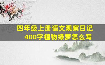 四年级上册语文观察日记400字植物绿萝怎么写