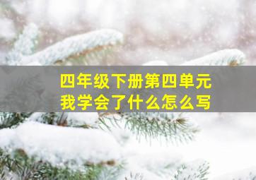 四年级下册第四单元我学会了什么怎么写