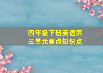 四年级下册英语第三单元重点知识点