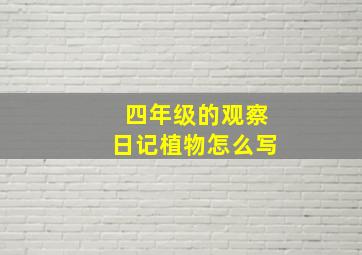 四年级的观察日记植物怎么写