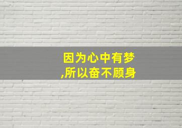 因为心中有梦,所以奋不顾身