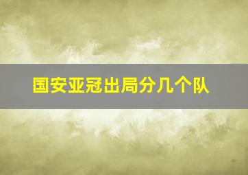 国安亚冠出局分几个队