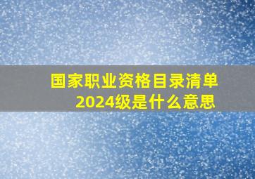 国家职业资格目录清单2024级是什么意思