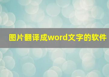 图片翻译成word文字的软件