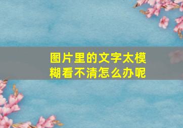 图片里的文字太模糊看不清怎么办呢