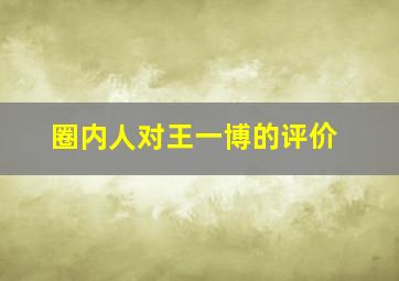 圈内人对王一博的评价