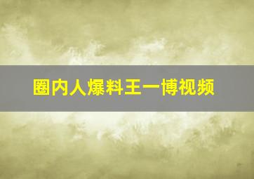 圈内人爆料王一博视频