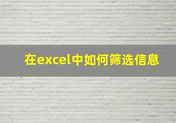 在excel中如何筛选信息