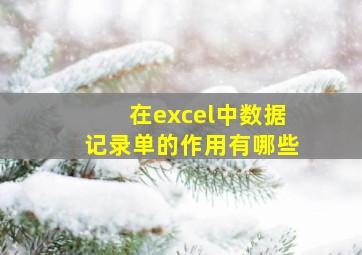 在excel中数据记录单的作用有哪些