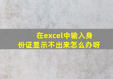 在excel中输入身份证显示不出来怎么办呀