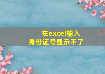 在excel输入身份证号显示不了