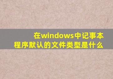 在windows中记事本程序默认的文件类型是什么