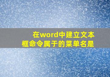 在word中建立文本框命令属于的菜单名是