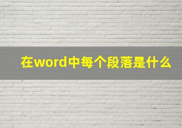 在word中每个段落是什么