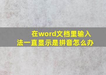 在word文档里输入法一直显示是拼音怎么办