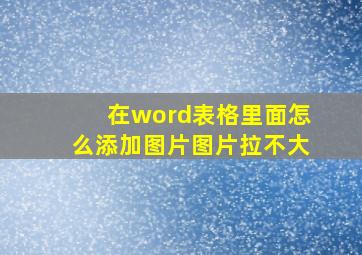 在word表格里面怎么添加图片图片拉不大