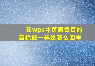 在wps中页眉每页的章标题一样是怎么回事