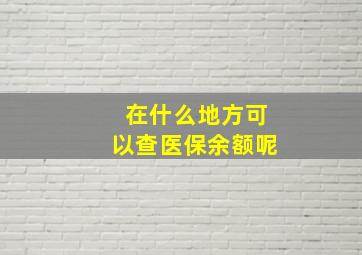 在什么地方可以查医保余额呢