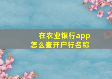 在农业银行app怎么查开户行名称