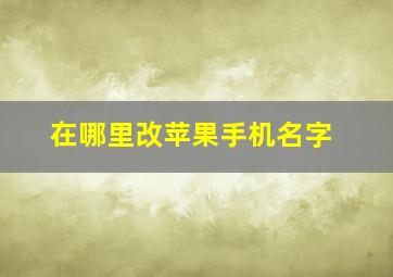 在哪里改苹果手机名字