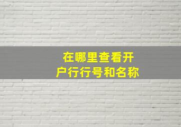 在哪里查看开户行行号和名称