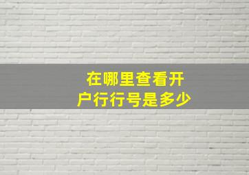 在哪里查看开户行行号是多少