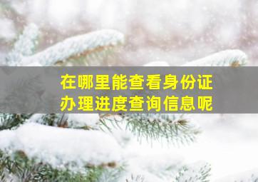 在哪里能查看身份证办理进度查询信息呢