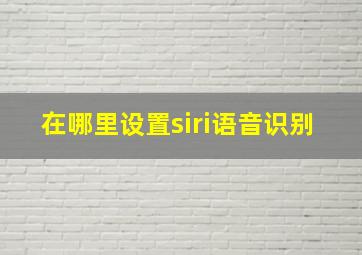 在哪里设置siri语音识别