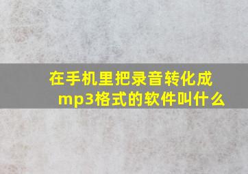 在手机里把录音转化成mp3格式的软件叫什么