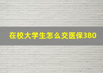 在校大学生怎么交医保380