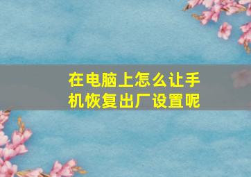 在电脑上怎么让手机恢复出厂设置呢