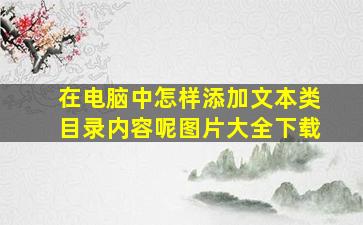 在电脑中怎样添加文本类目录内容呢图片大全下载