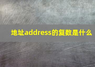 地址address的复数是什么