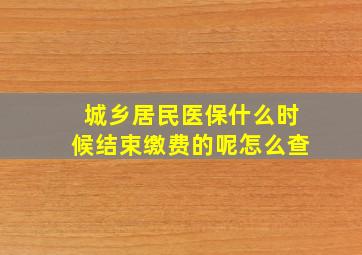 城乡居民医保什么时候结束缴费的呢怎么查