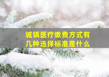 城镇医疗缴费方式有几种选择标准是什么