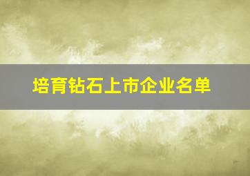 培育钻石上市企业名单