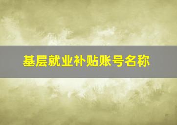 基层就业补贴账号名称