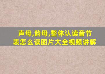 声母,韵母,整体认读音节表怎么读图片大全视频讲解