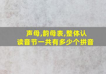 声母,韵母表,整体认读音节一共有多少个拼音