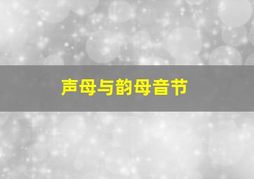 声母与韵母音节