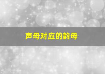 声母对应的韵母