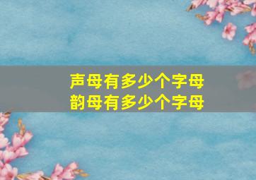 声母有多少个字母韵母有多少个字母