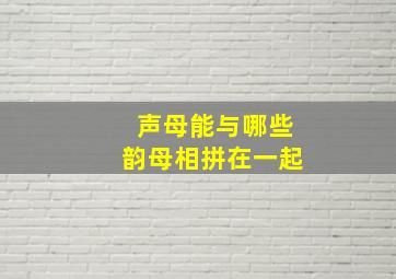 声母能与哪些韵母相拼在一起