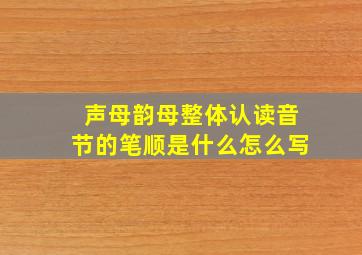 声母韵母整体认读音节的笔顺是什么怎么写