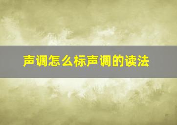 声调怎么标声调的读法