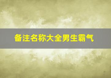 备注名称大全男生霸气