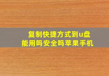 复制快捷方式到u盘能用吗安全吗苹果手机